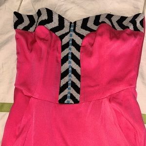 MARA HOFFMAN NWOT hot pink beaded strapless dress size 0 27 inches in length
